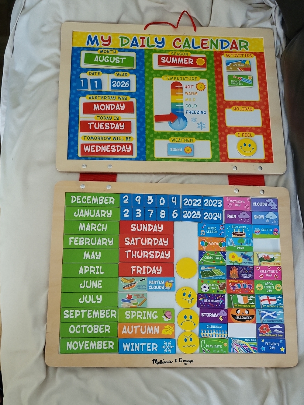 Melissa & Doug Multicolor Wooden Daily Calendar Learning Board